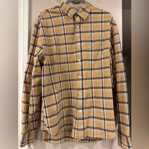 Old Navy Tan and Blue Plaid Casual Shirt